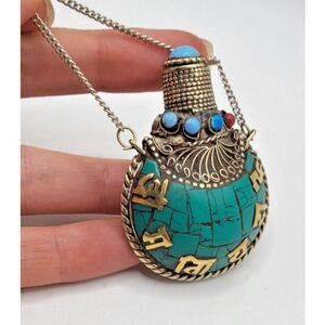 Handmade Tibetan Snuff Bottle Turquoise 2.5in
